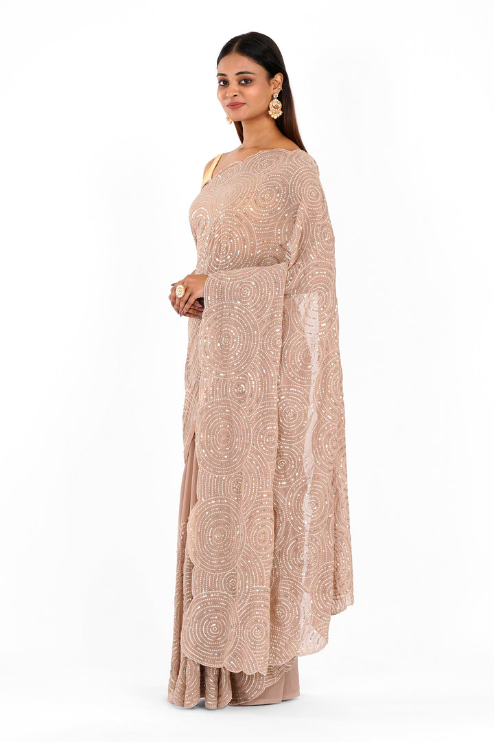 Teejh Chamkila Taupe Georgette Saree