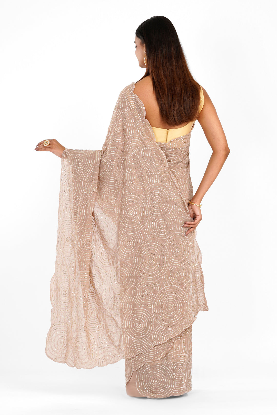 Teejh Chamkila Taupe Georgette Saree