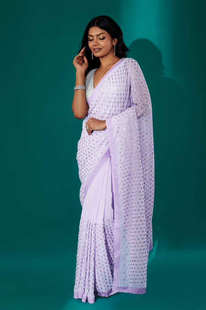 Teejh Ujwal Lavender Georgette Saree