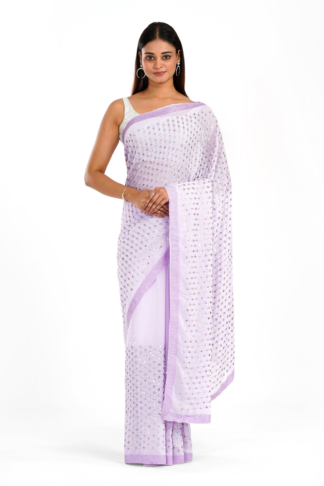 Teejh Ujwal Lavender Georgette Saree