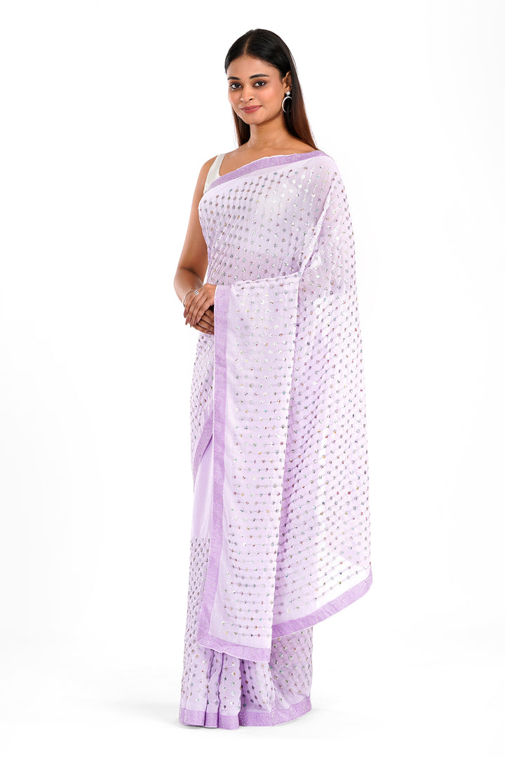 Teejh Ujwal Lavender Georgette Saree