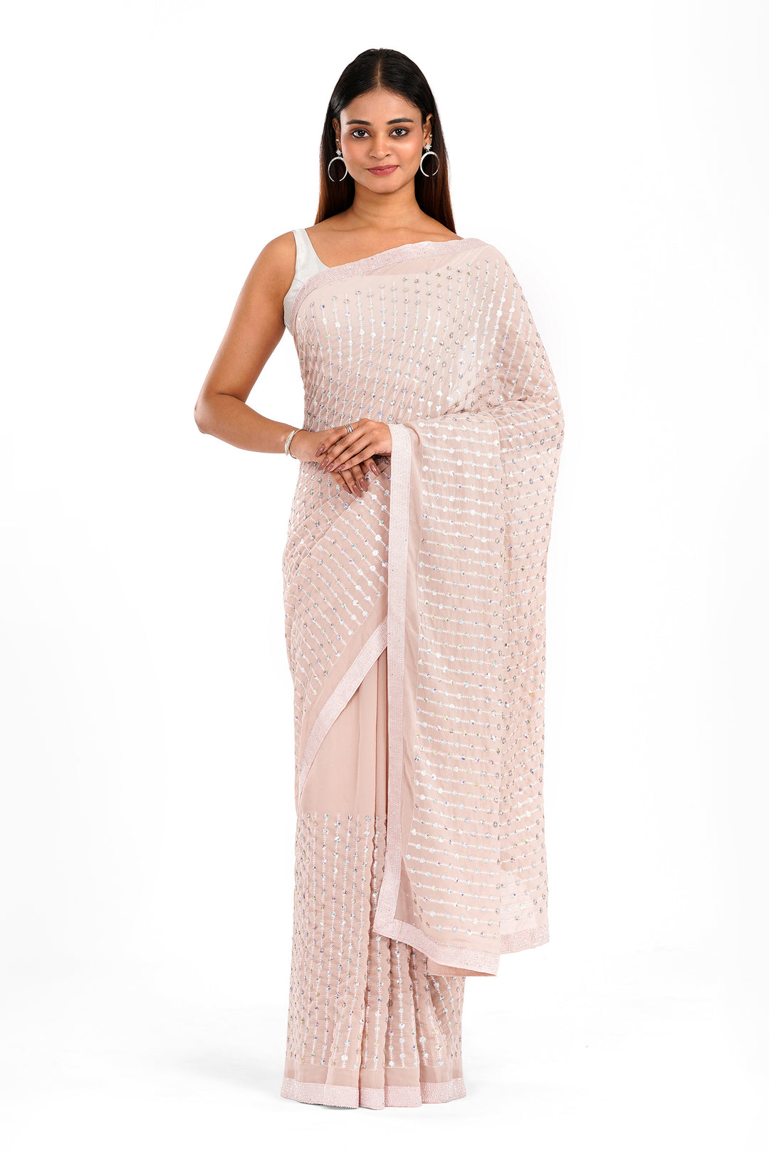 Teejh Ujwal Peach Georgette Saree