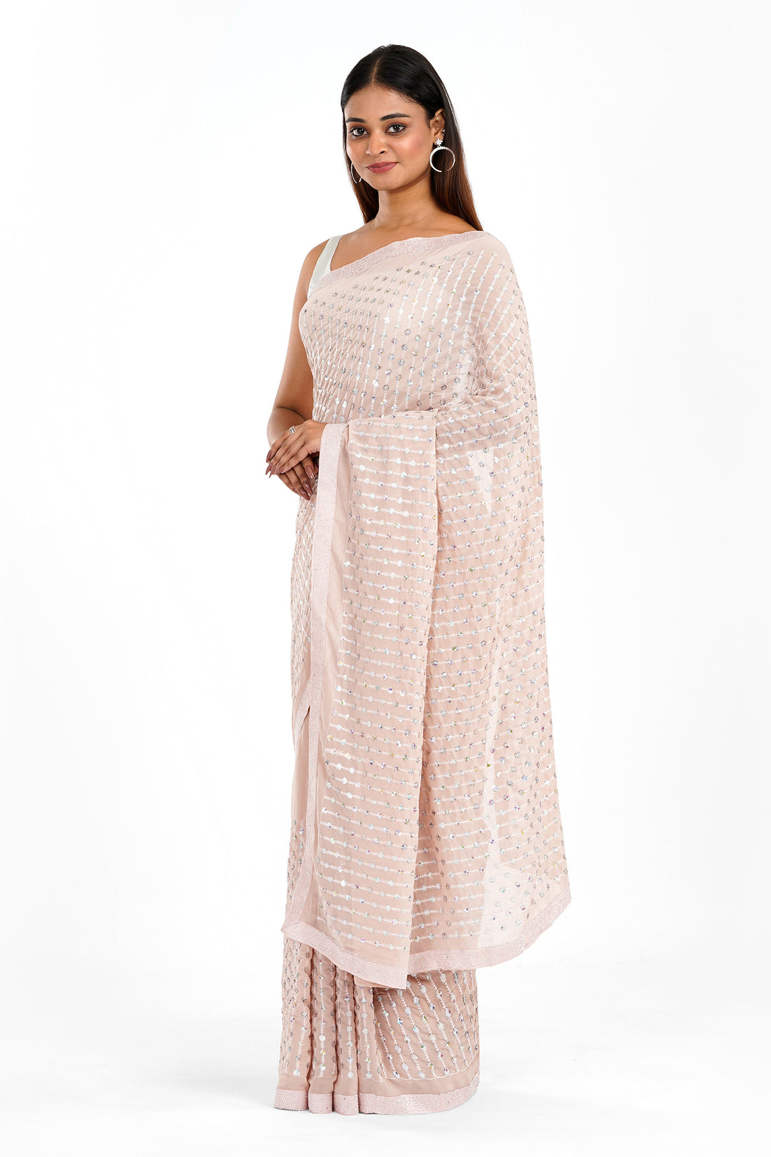 Teejh Ujwal Peach Georgette Saree