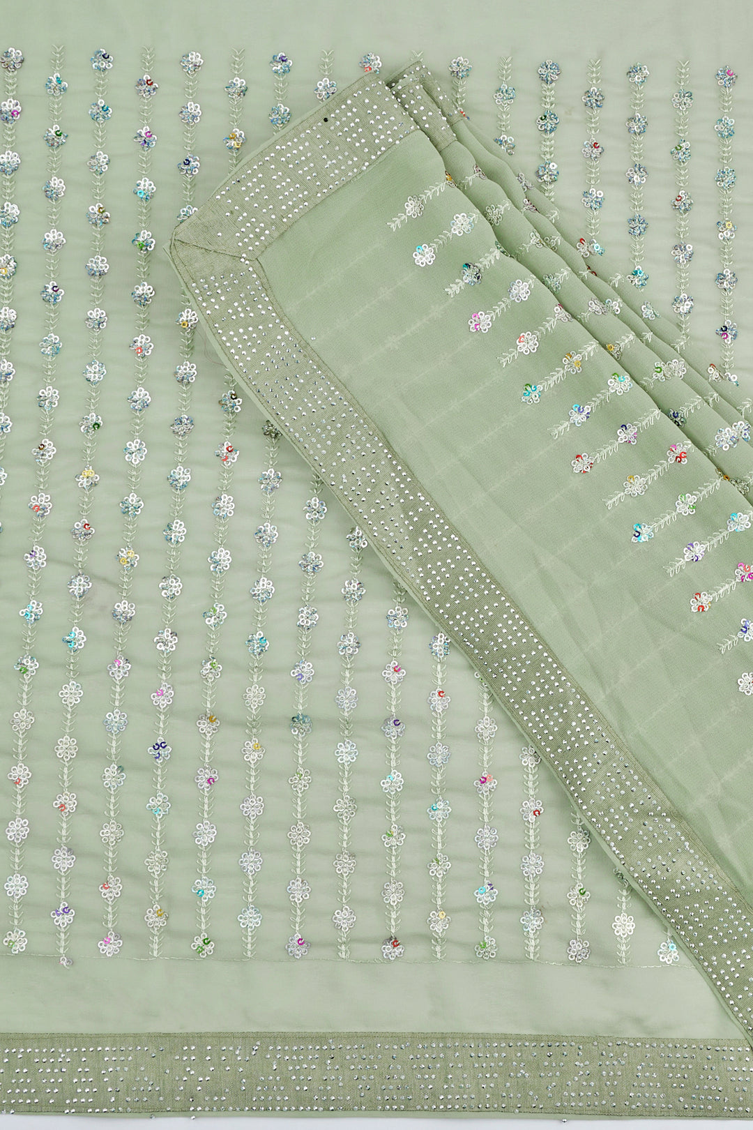 Teejh Ujwal Sage Green Georgette Saree