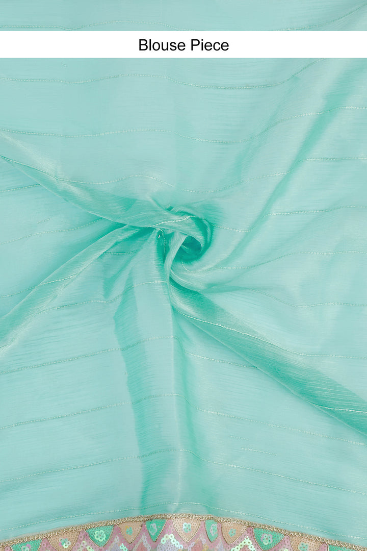 Teejh Rangeen Sky Blue Shimmer Tissue Saree
