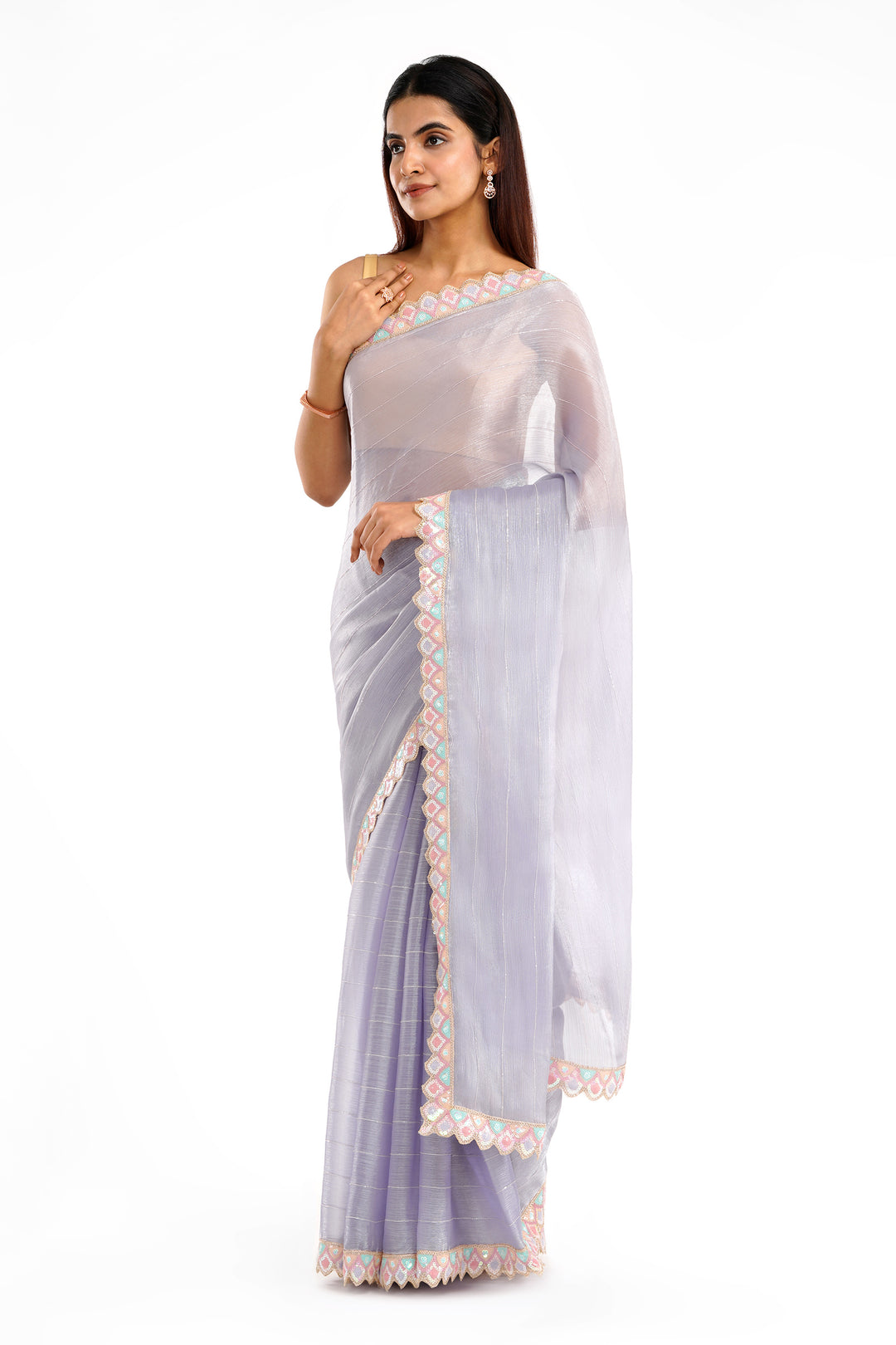 Teejh Rangeen Lavender Shimmer Tissue Saree