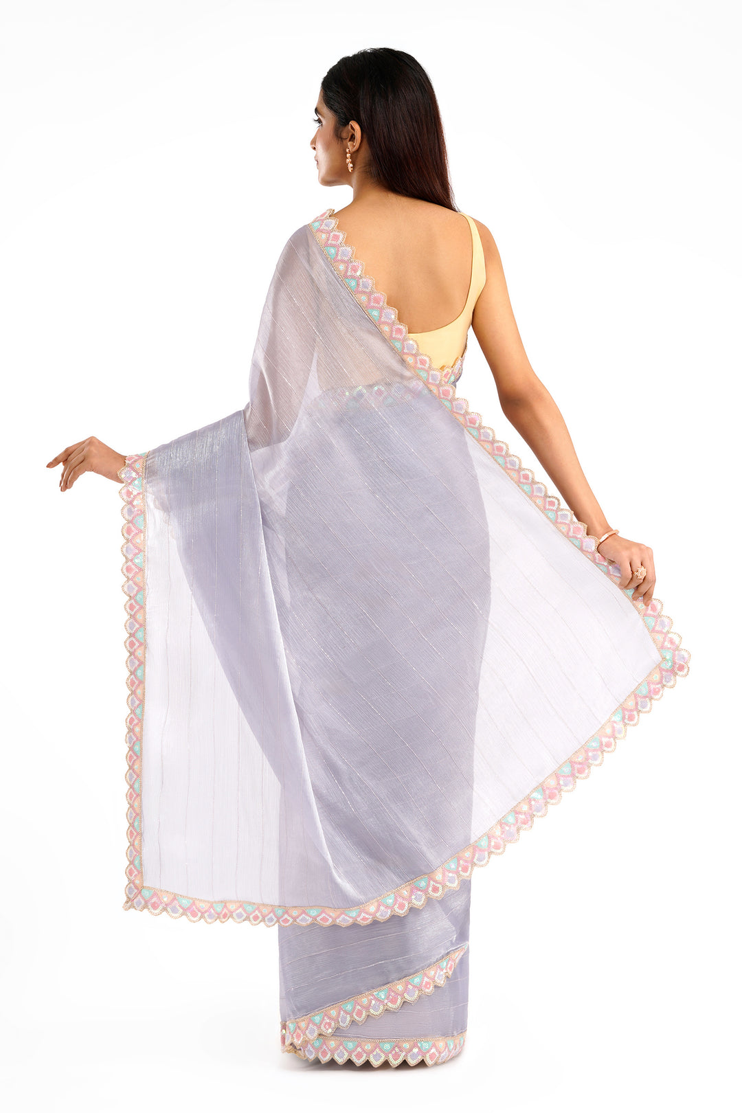 Teejh Rangeen Lavender Shimmer Tissue Saree