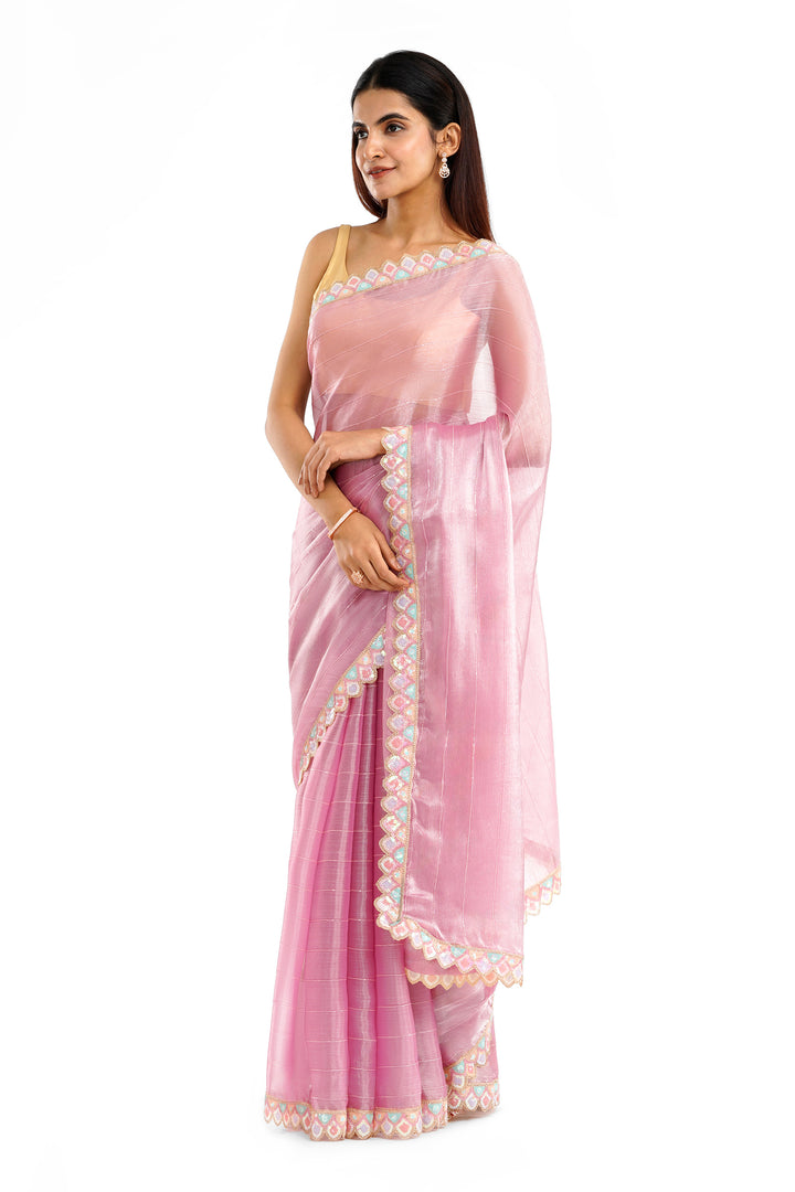 Teejh Rangeen Lilac Shimmer Tissue Saree