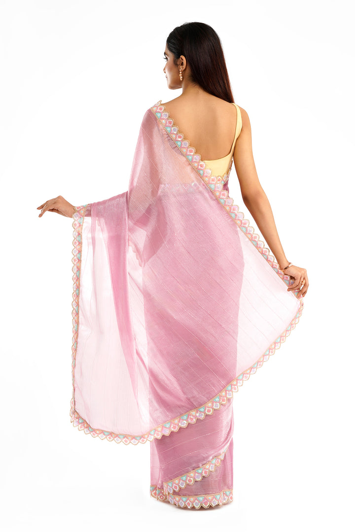 Teejh Rangeen Lilac Shimmer Tissue Saree