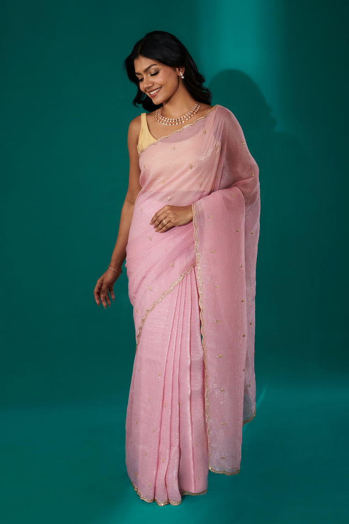 Teejh Dilbar Pink Georgette Saree