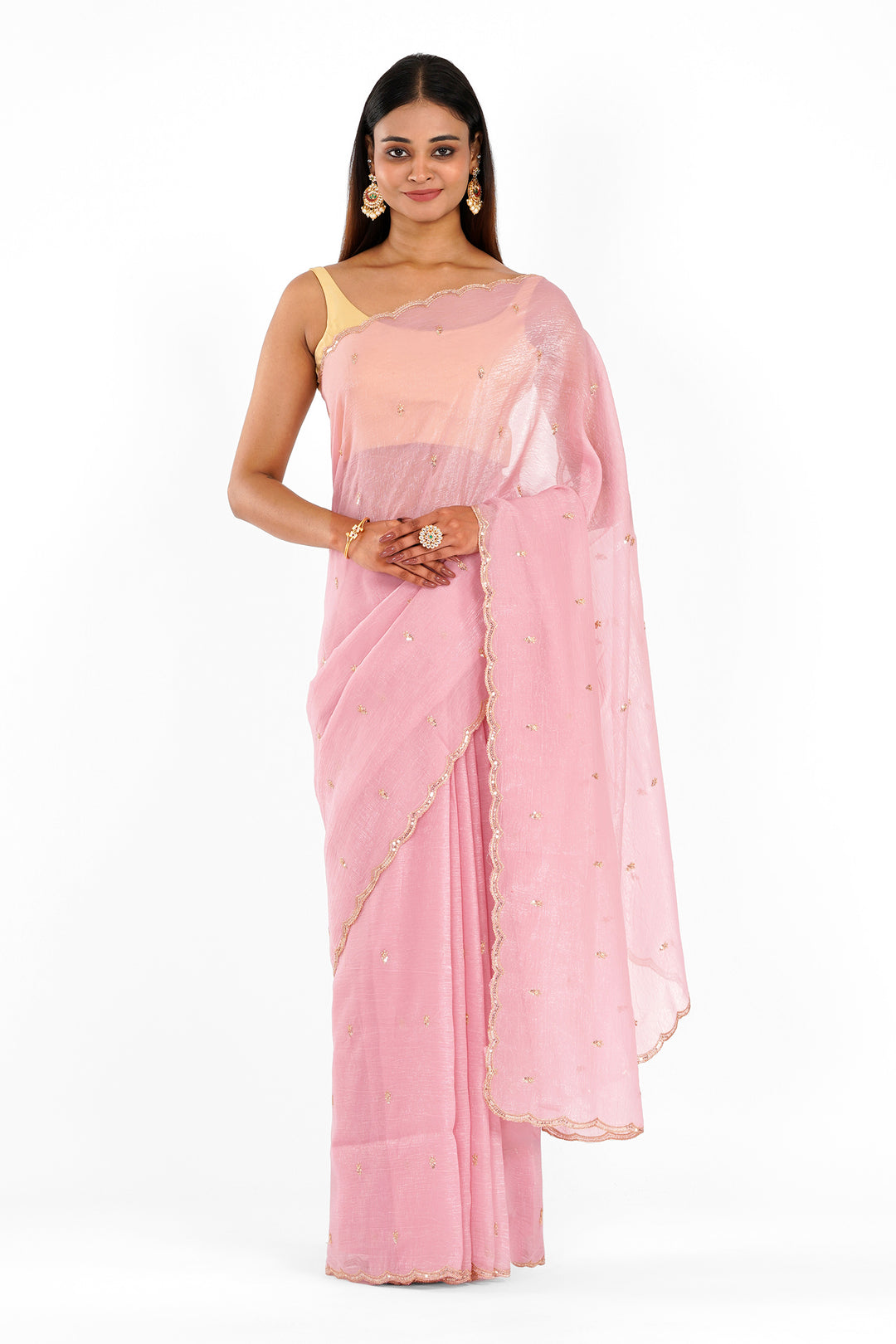 Teejh Dilbar Pink Georgette Saree