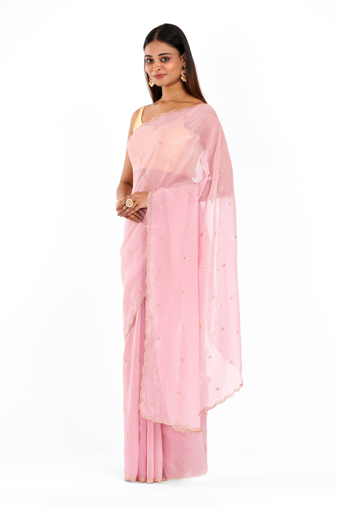 Teejh Dilbar Pink Georgette Saree