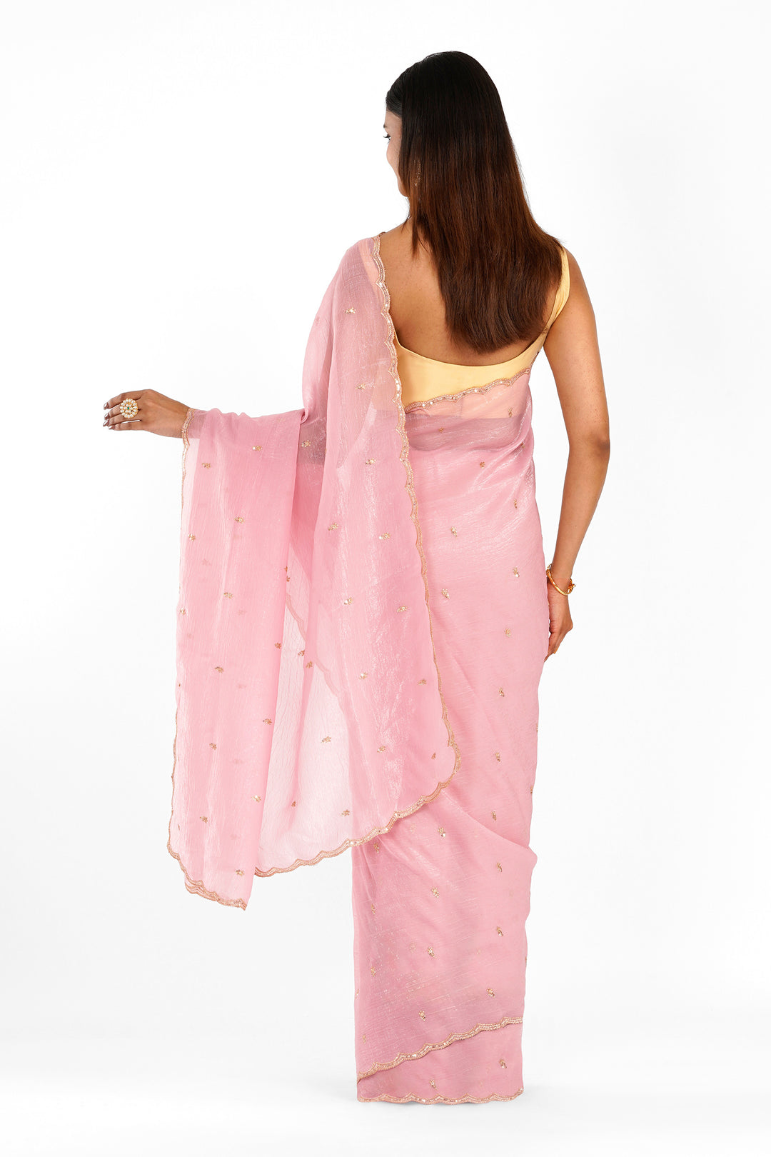 Teejh Dilbar Pink Georgette Saree