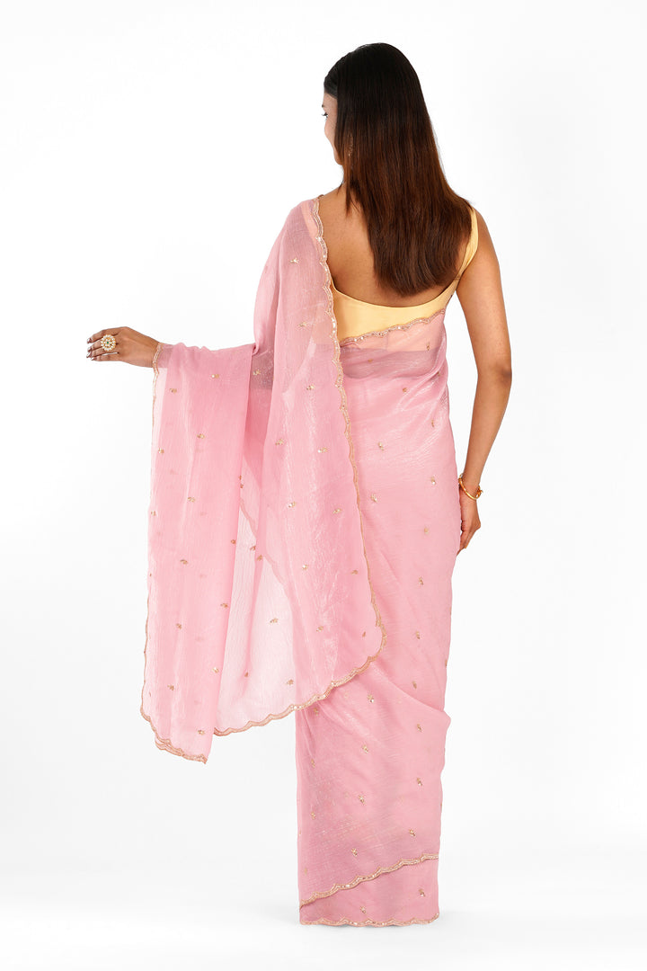 Teejh Dilbar Pink Georgette Saree