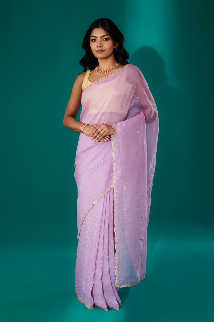 Teejh Dilbar Lavender Georgette Saree