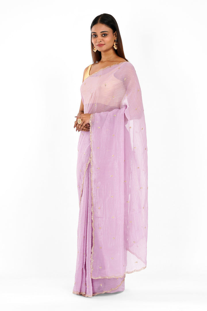 Teejh Dilbar Lavender Georgette Saree