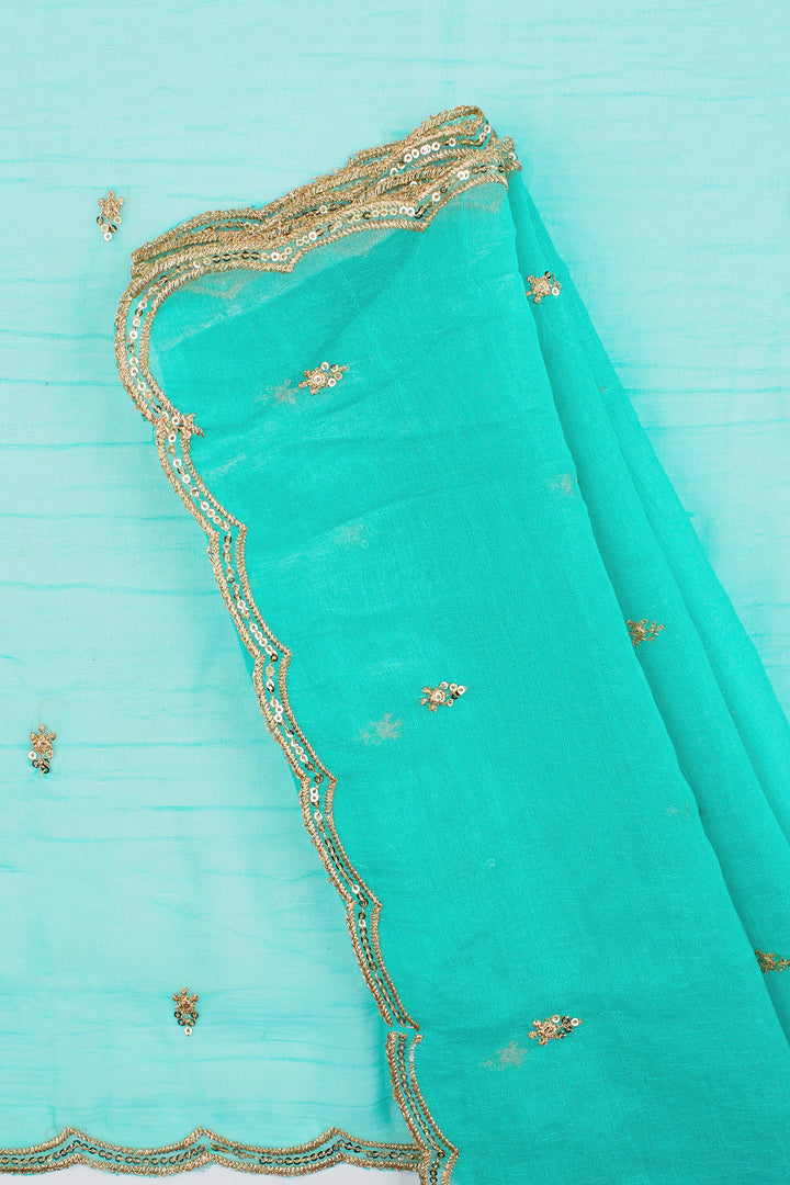 Teejh Dilbar Turquoise Georgette Saree