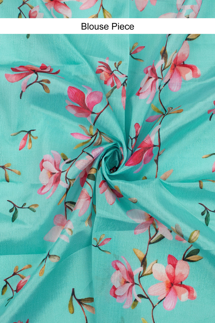 Teejh Dilbar Turquoise Georgette Saree