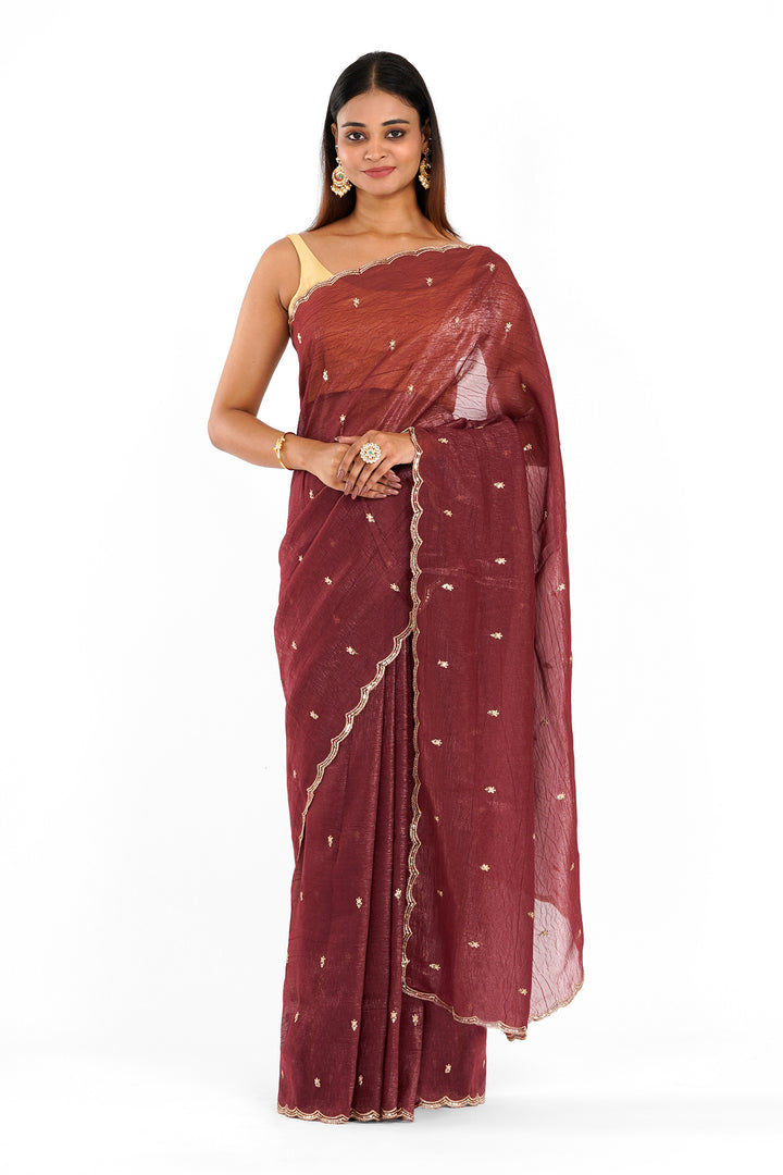Teejh Dilbar Wine Georgette Saree