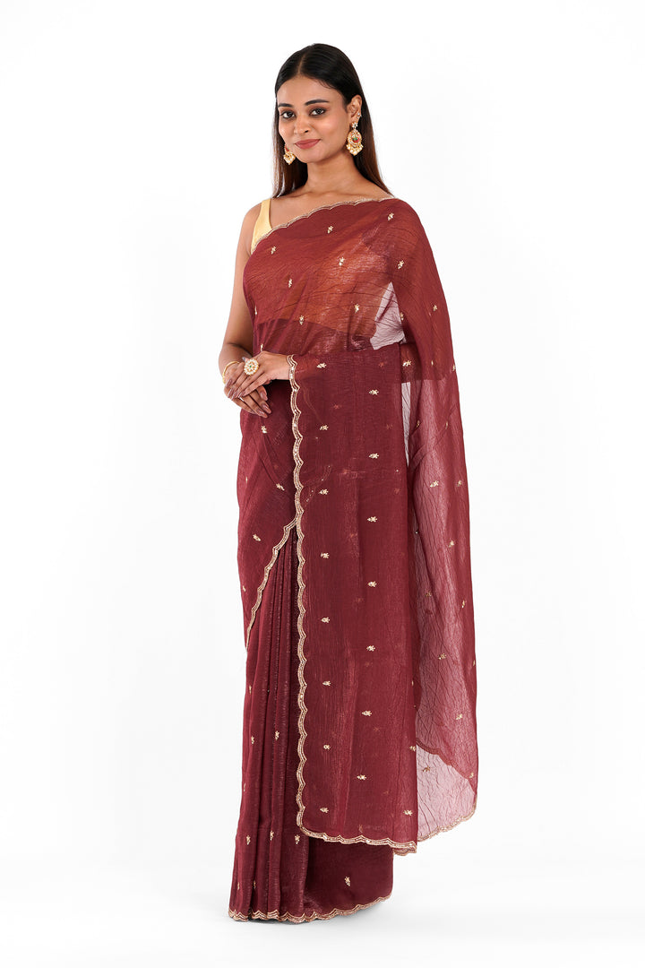 Teejh Dilbar Wine Georgette Saree
