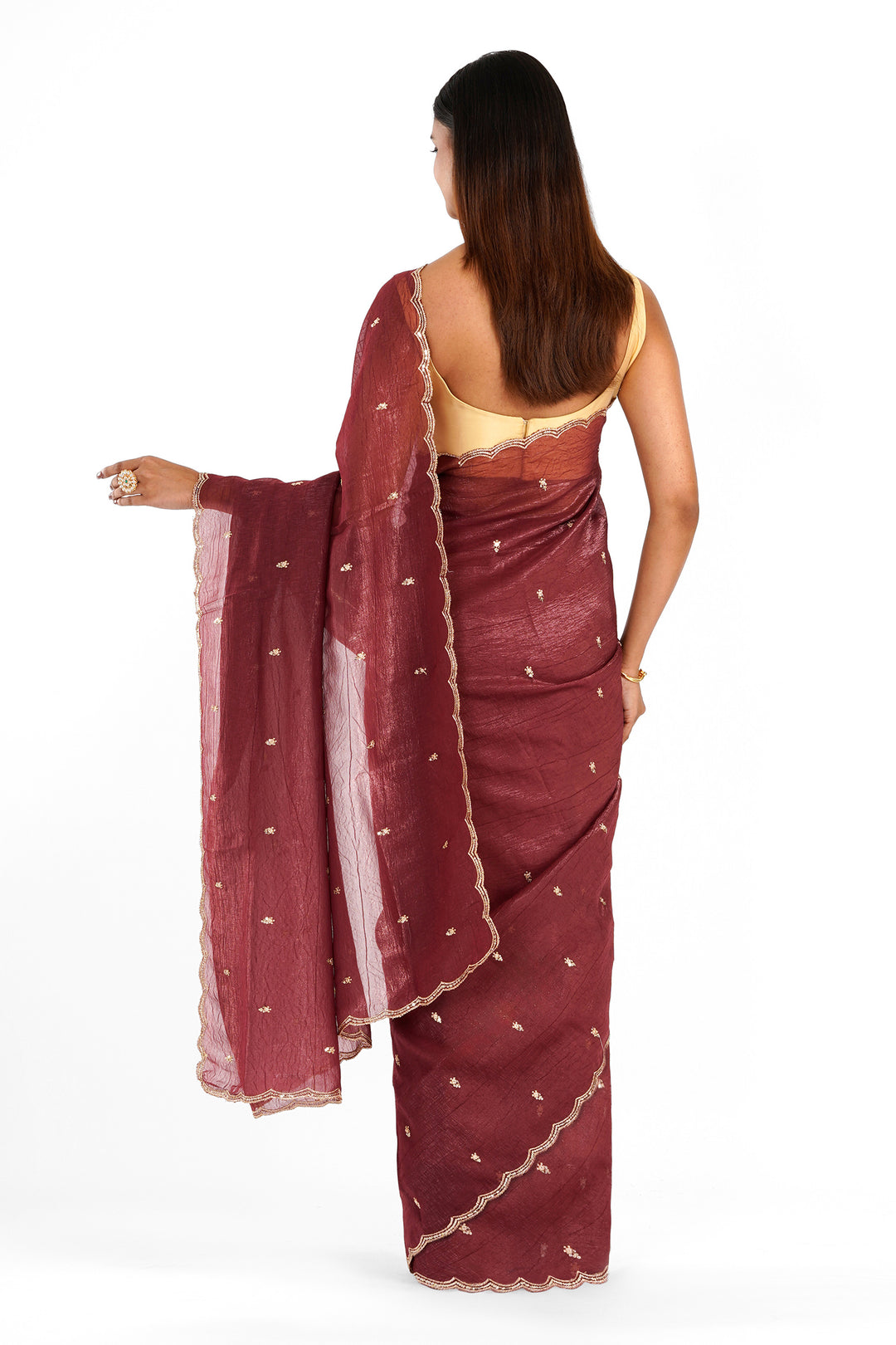 Teejh Dilbar Wine Georgette Saree