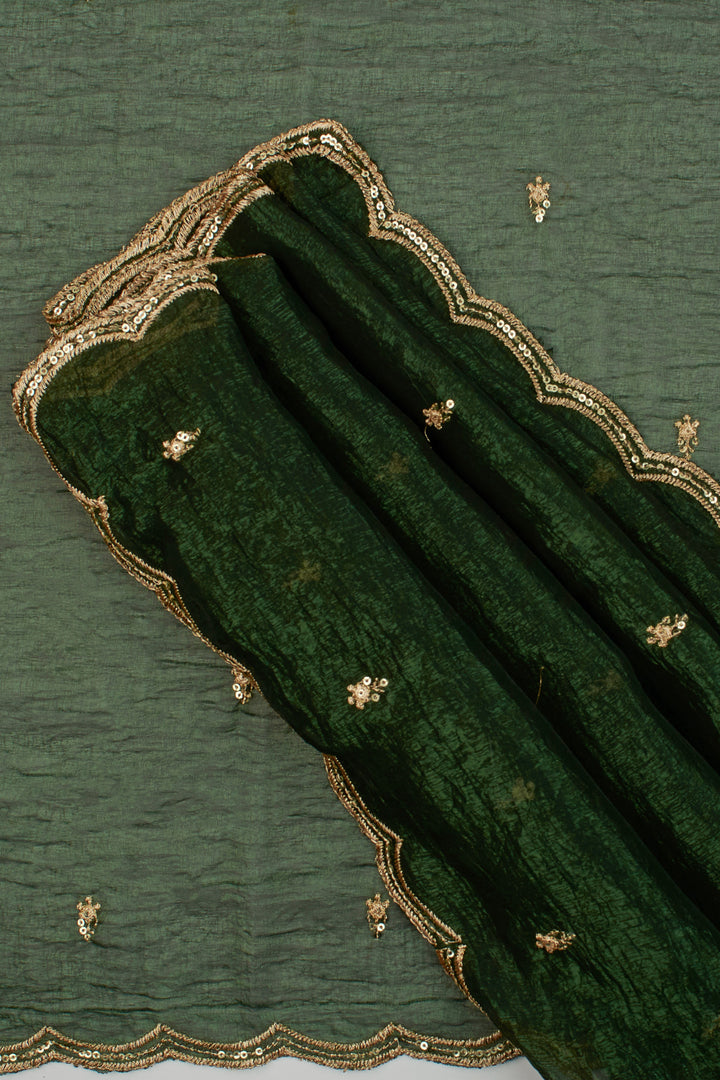 Teejh Dilbar Sap Green Georgette Saree