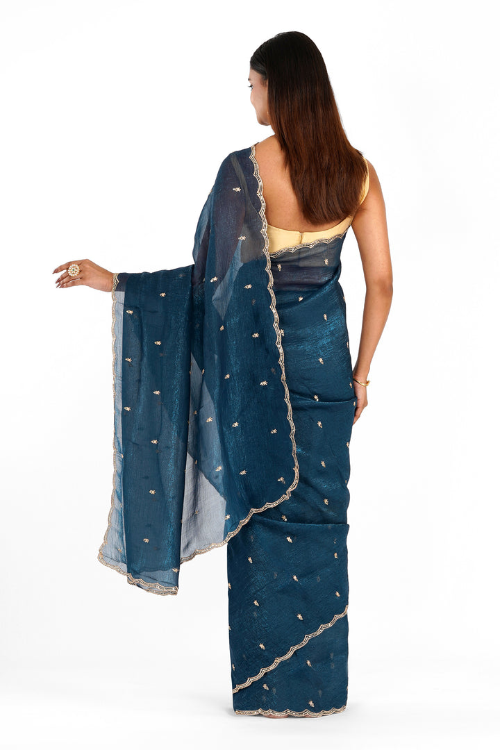 Teejh Dilbar Teal Georgette Saree
