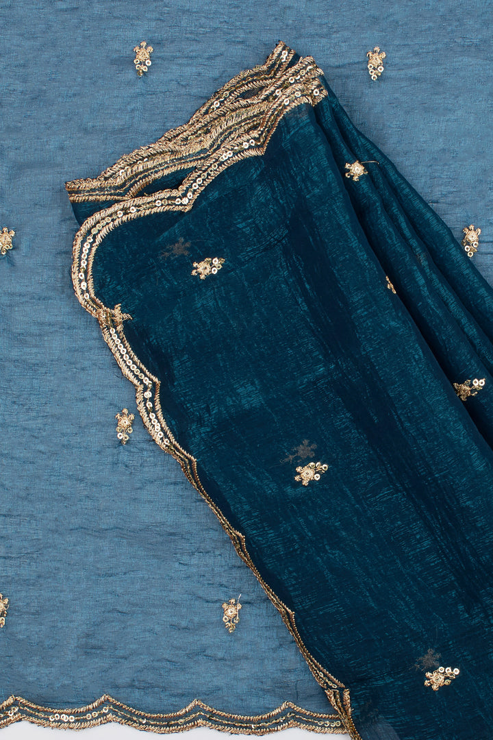 Teejh Dilbar Teal Georgette Saree