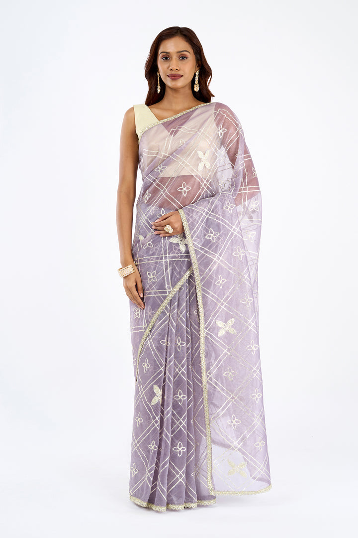 Teejh Tarangi Lavender Net Gota Saree