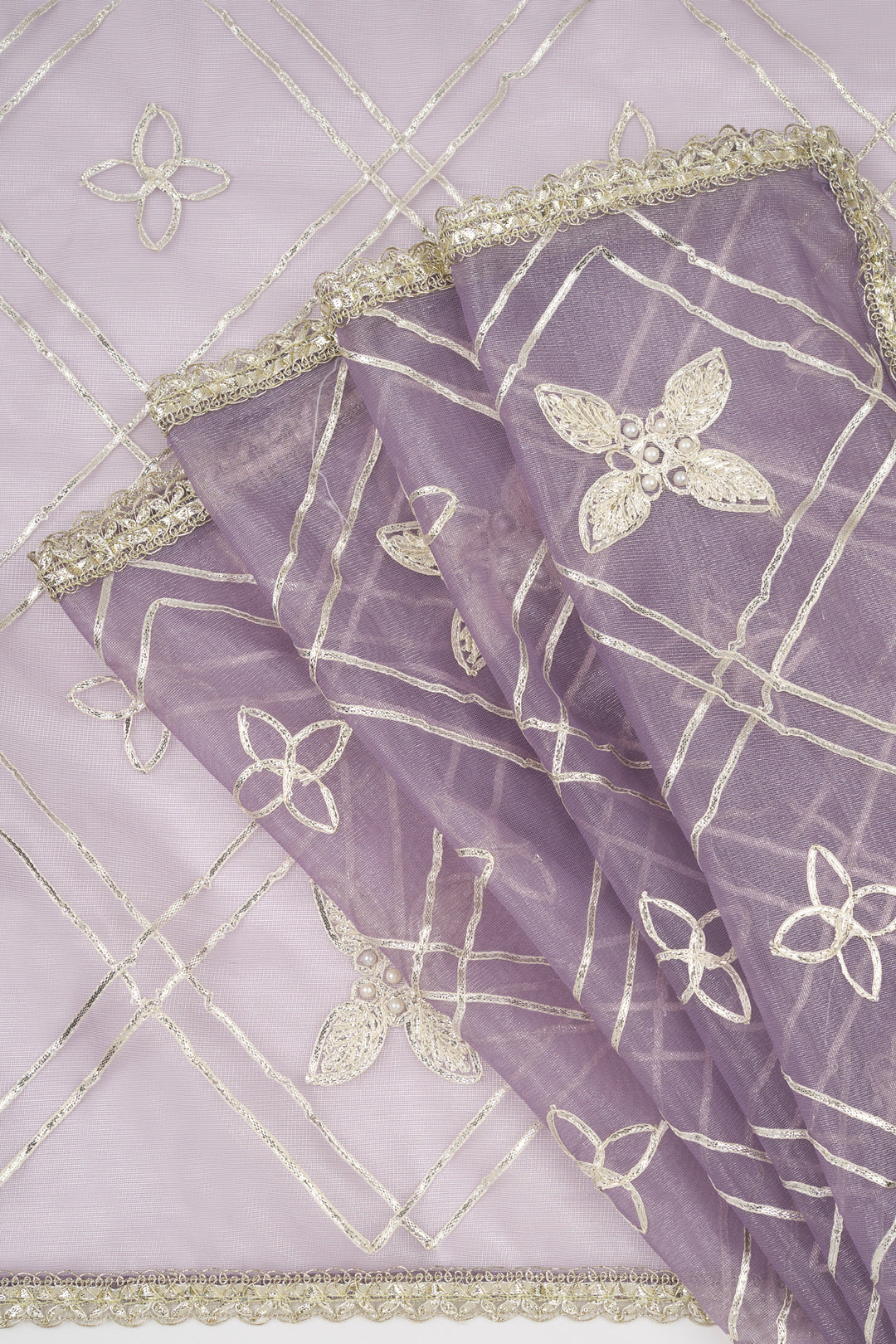 Teejh Tarangi Lavender Net Gota Saree