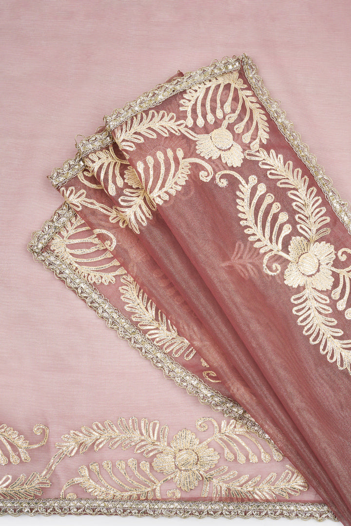 Teejh Raunaq Taupe Net Gota Saree