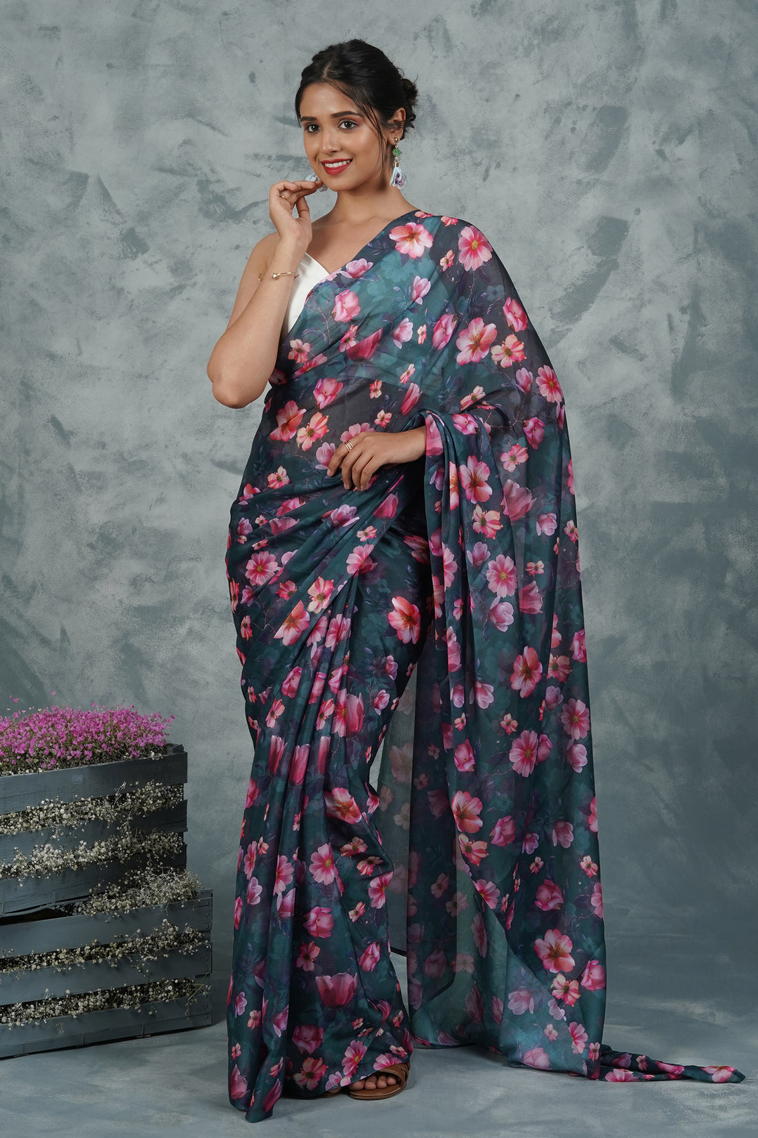 Teejh Midnight Dreams  Digital Print Chiffon Saree