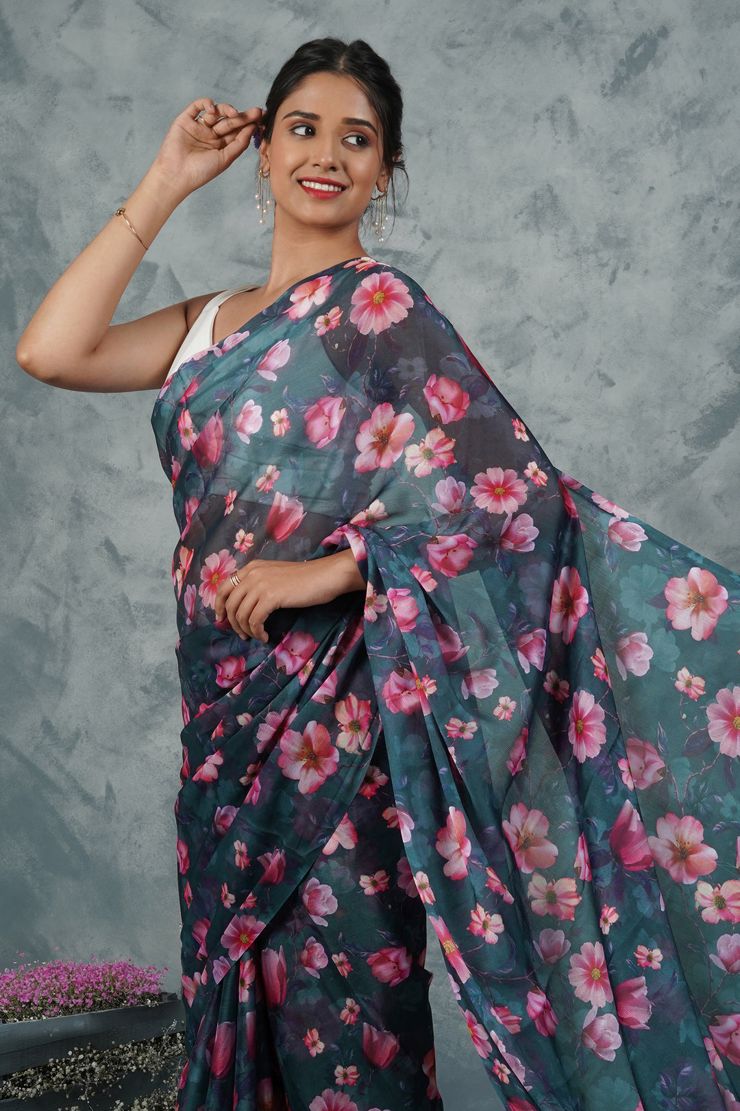 Teejh Midnight Dreams  Digital Print Chiffon Saree
