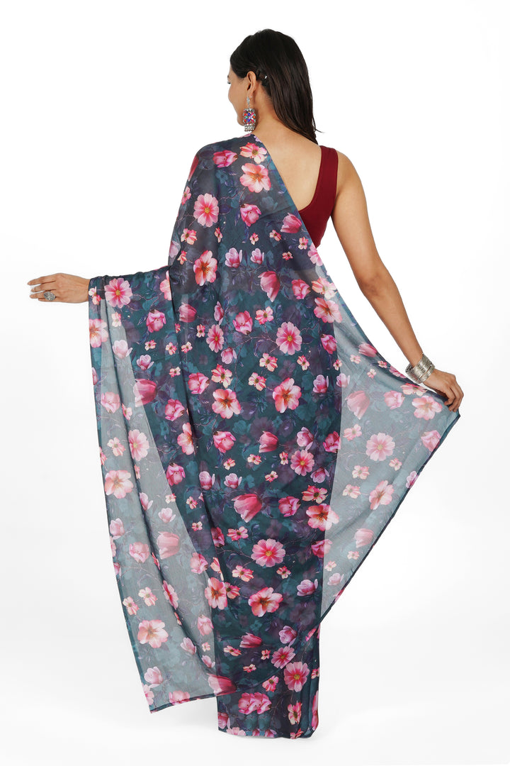 Teejh Midnight Dreams  Digital Print Chiffon Saree