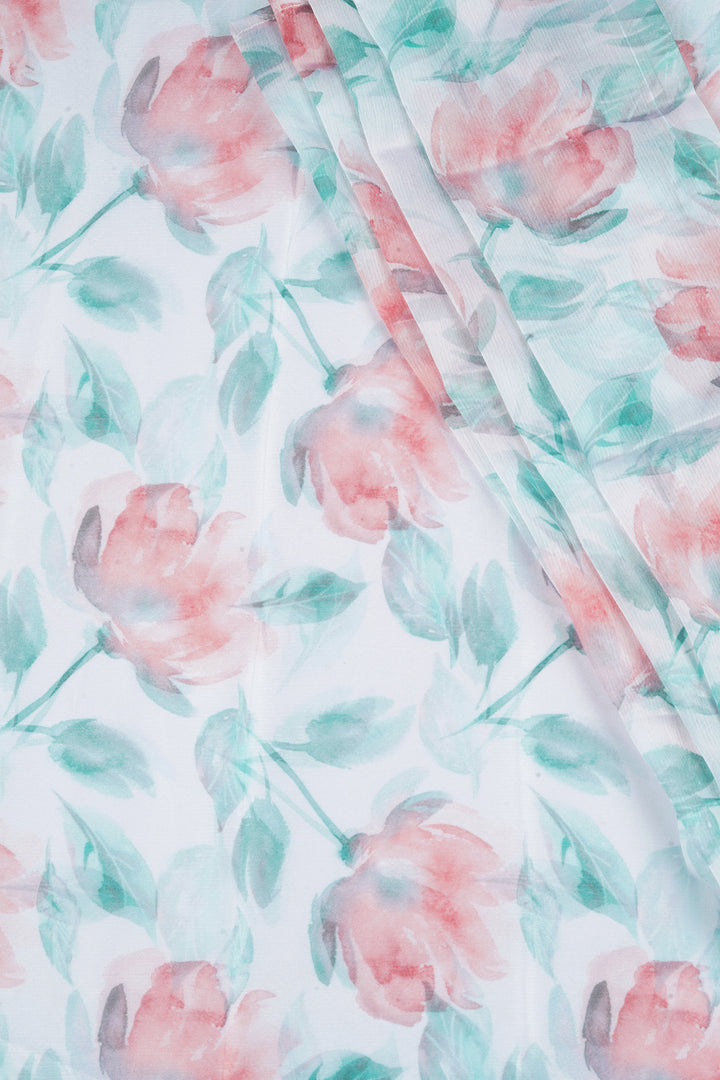 Teejh Peachy Whispers Digital Print Chiffon Saree