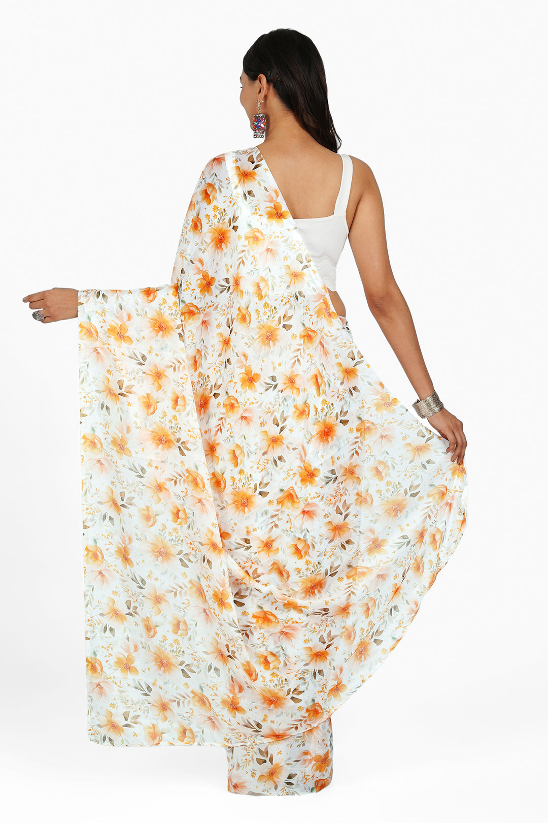 Teejh Sunlit Meadows Digital Print Chiffon Saree