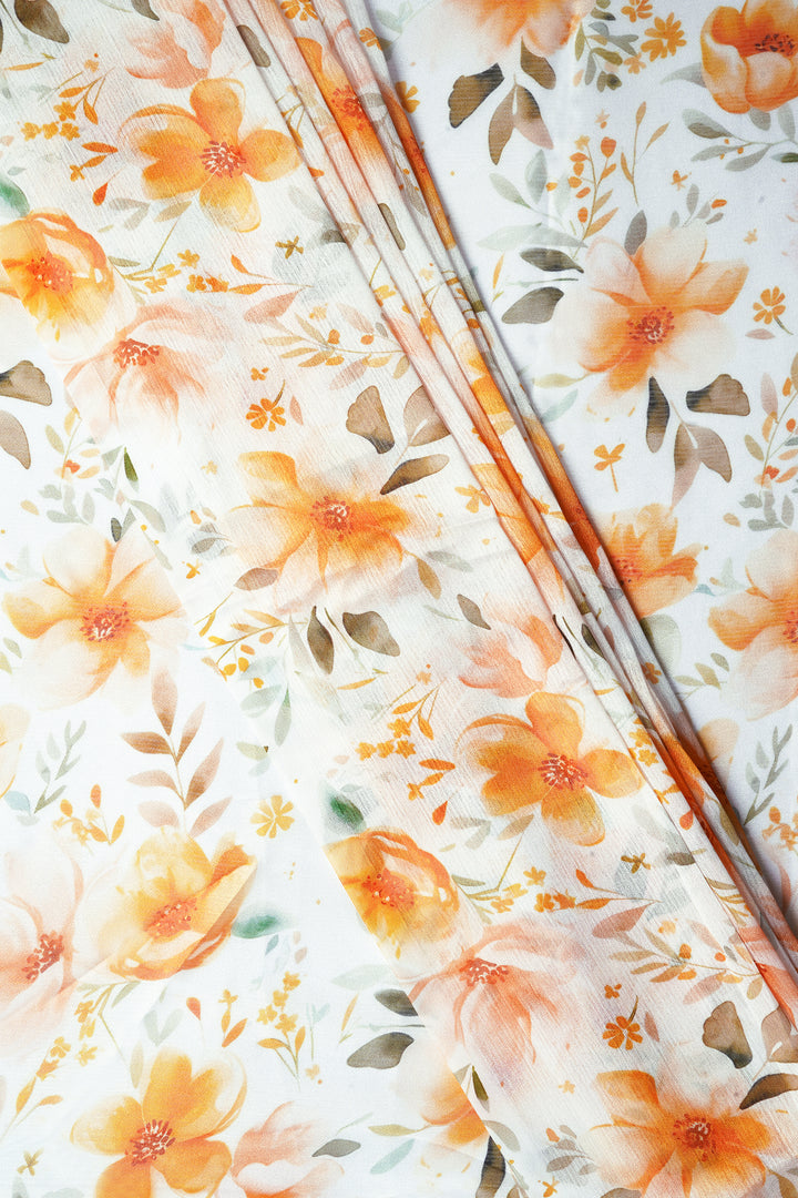 Teejh Sunlit Meadows Digital Print Chiffon Saree