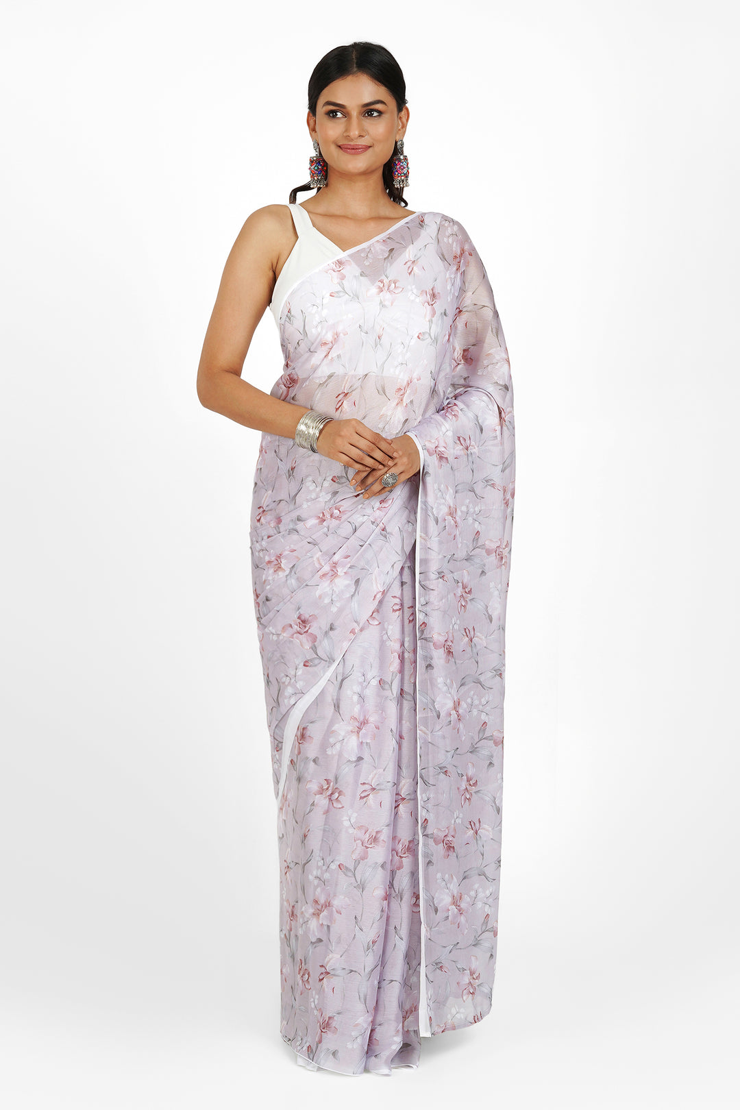 Teejh Misty Dusk Digital Print Chiffon Saree