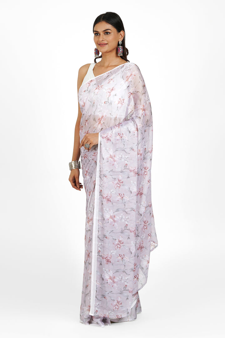 Teejh Misty Dusk Digital Print Chiffon Saree