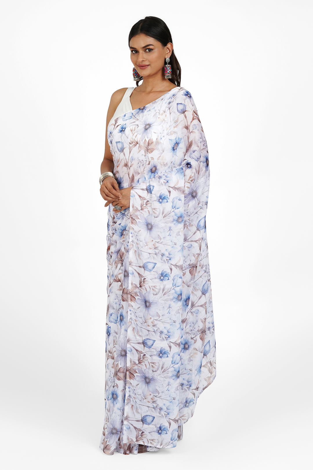 Teejh Breezy Bloom Digital Print Chiffon Saree