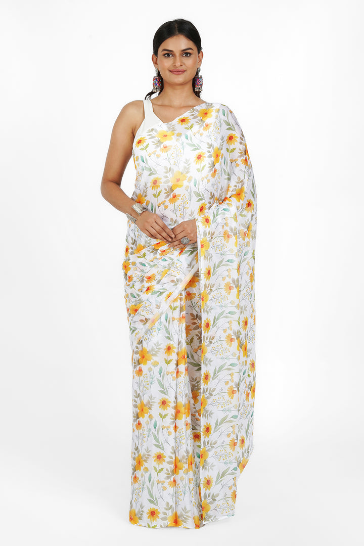 Teejh Sunshine Serenade Digital Print Chiffon Saree