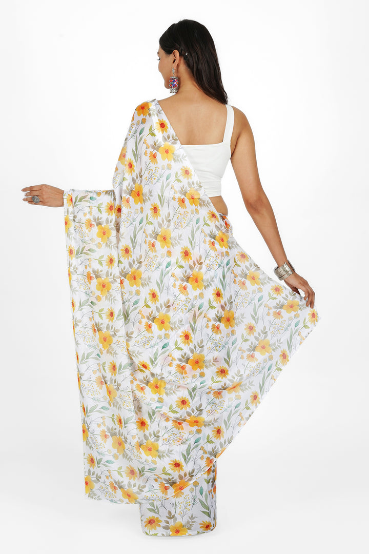 Teejh Sunshine Serenade Digital Print Chiffon Saree