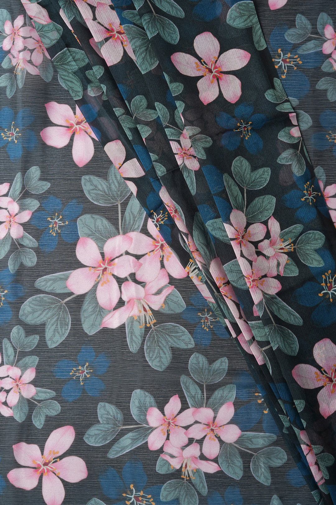 Teejh Noir Rose Digital Print Chiffon Saree