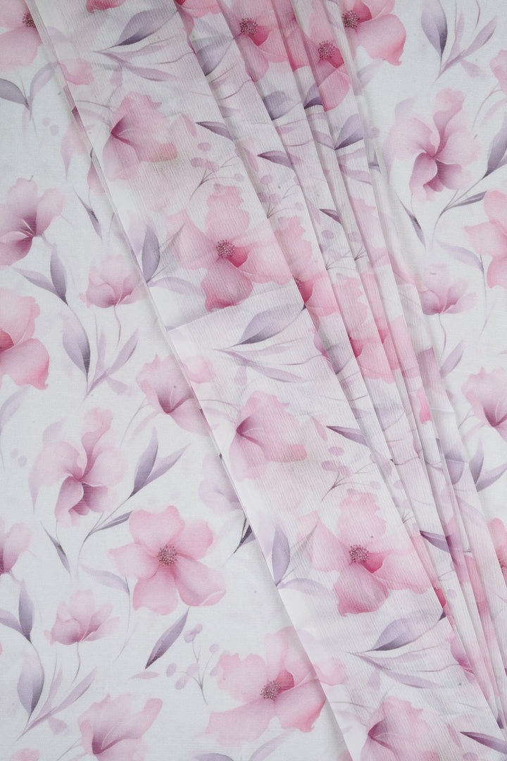 Teejh Pink Cascade Digital Print Chiffon Saree