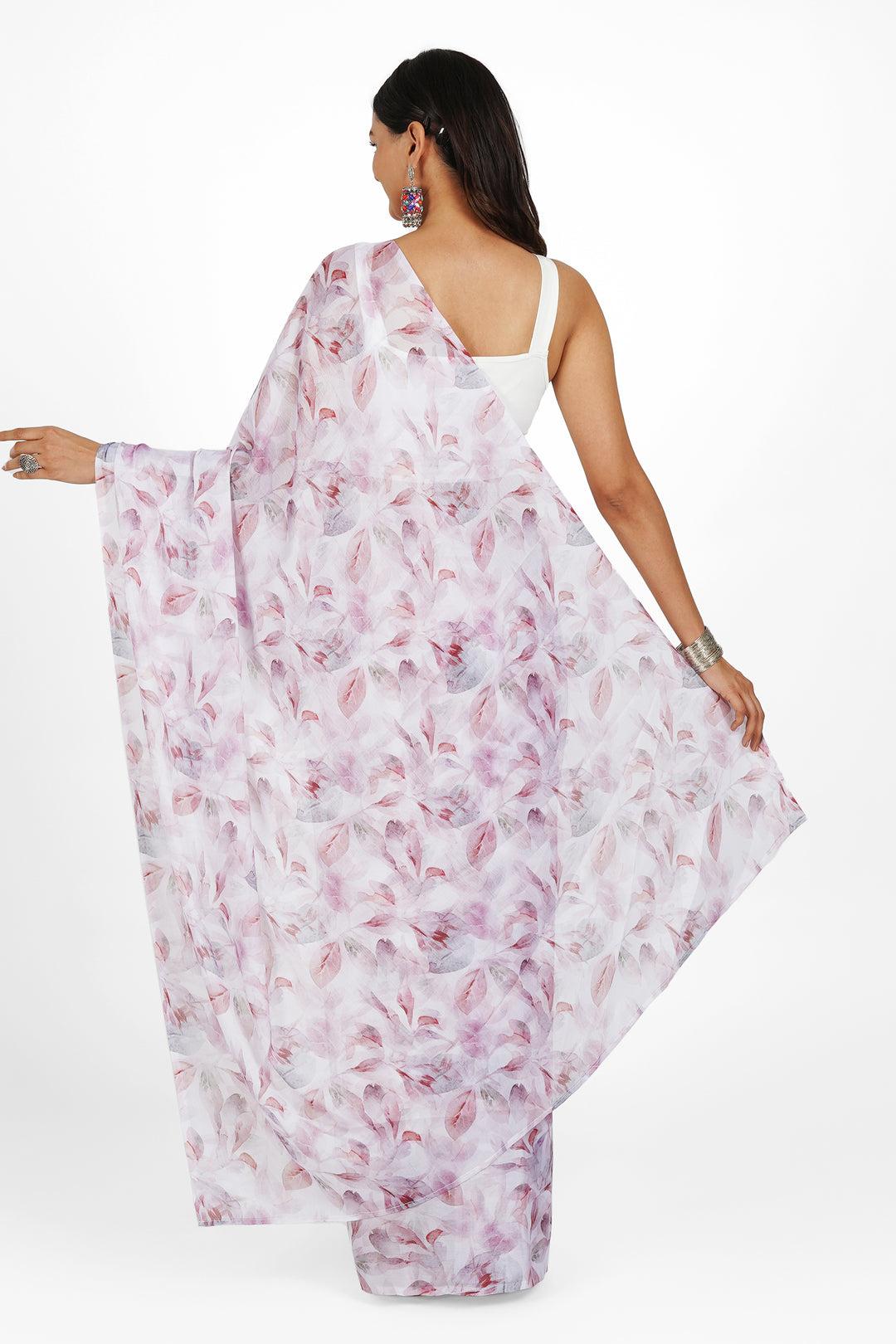 Teejh Snowy Mocha Digital Print Chiffon Saree