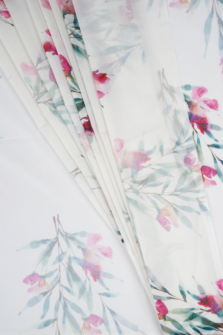 Teejh Pink Champagne Elegance Digital Print Chiffon Saree