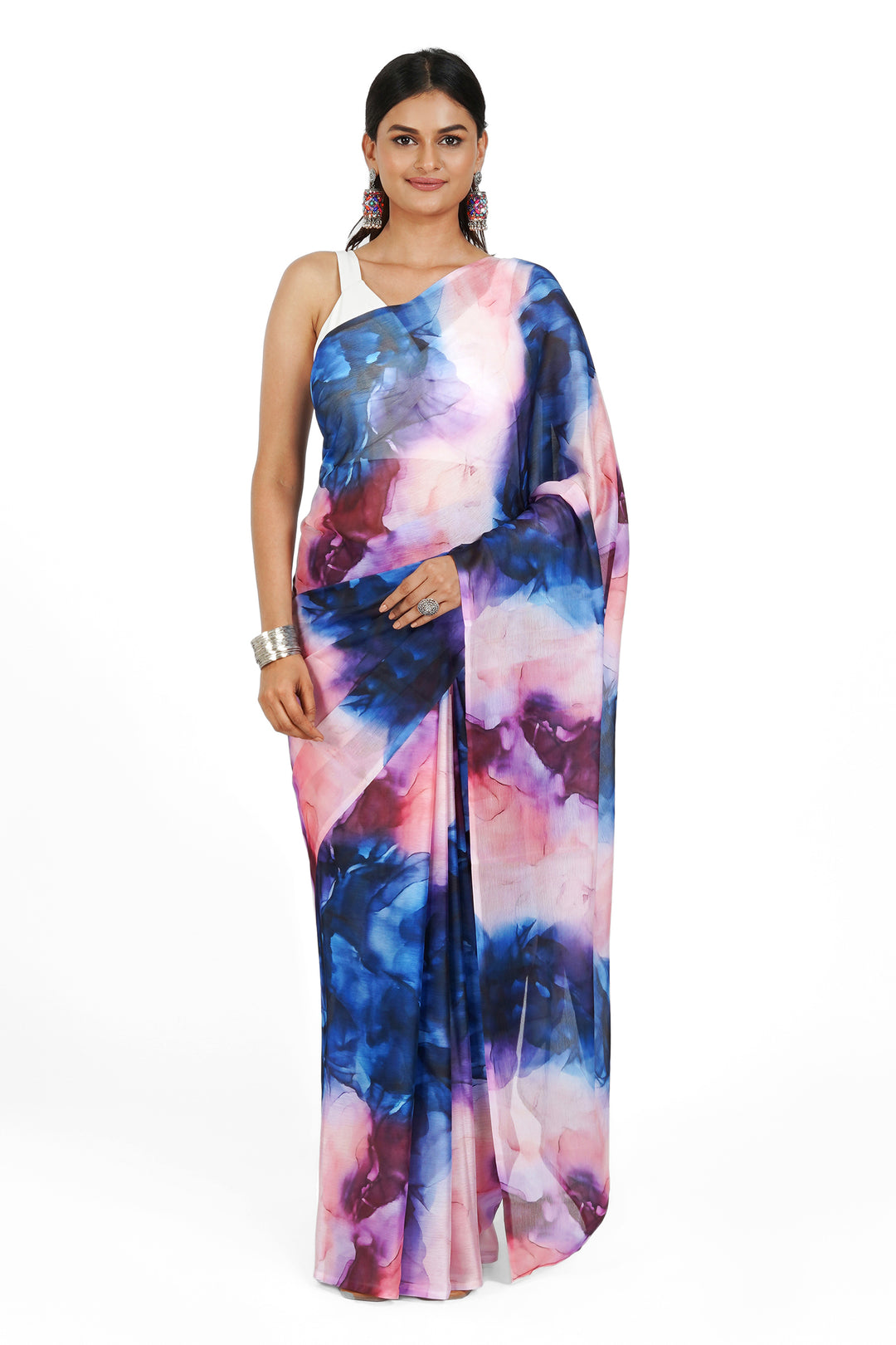 Teejh Misty Meadow Melody Digital Print Chiffon Saree