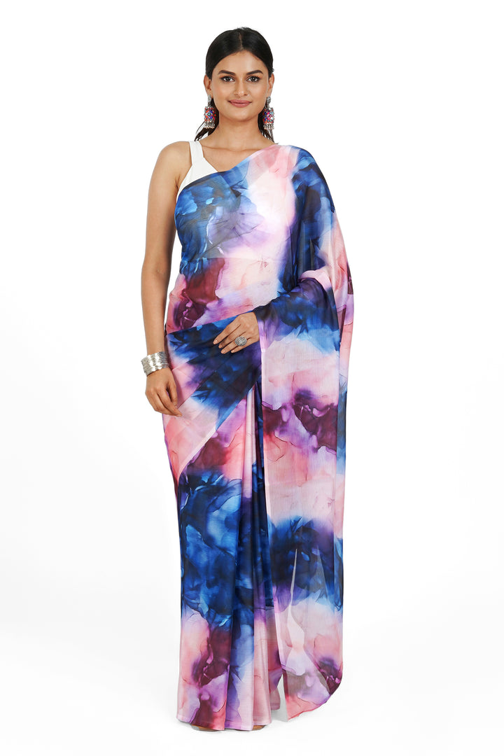 Teejh Misty Meadow Melody Digital Print Chiffon Saree