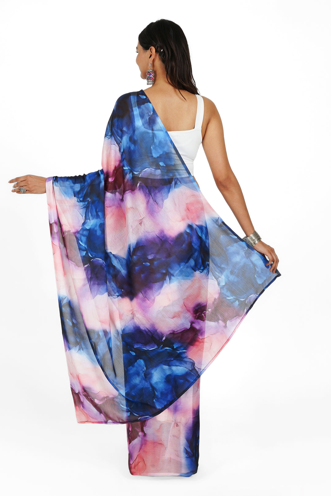 Teejh Misty Meadow Melody Digital Print Chiffon Saree