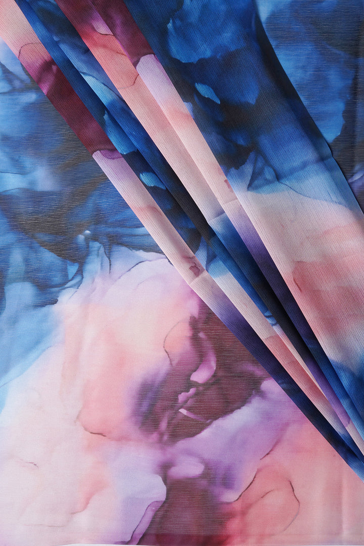 Teejh Misty Meadow Melody Digital Print Chiffon Saree